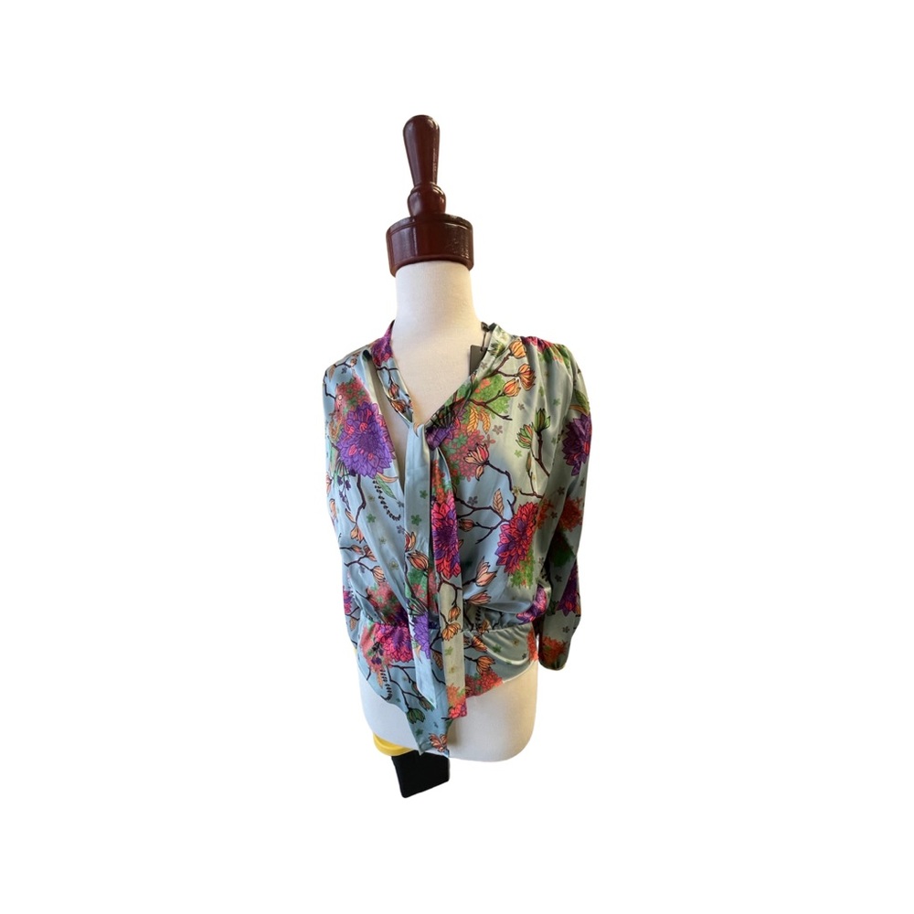 Beulah Blue Bodysuit floral multicolor motif